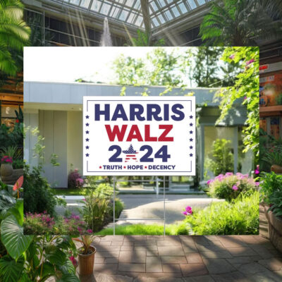 Official Harris Walz 2024 Truth Hope Decency Election Yard Sign