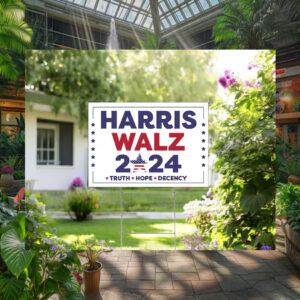 Official Harris Walz 2024 Truth Hope Decency Election Yard Sign