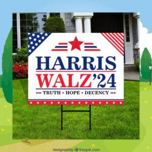 Official Harris Walz 24 Truth Hope Decency Yard Sign