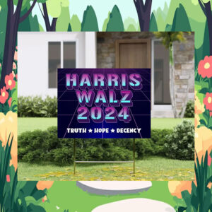 Official Harris Walz 24 Truth Hope Decency Yard Signs