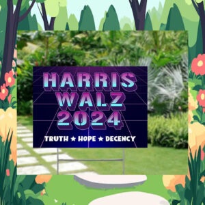 Official Harris Walz 24 Truth Hope Decency Yard Signs