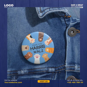Paws For Harris Walz Button