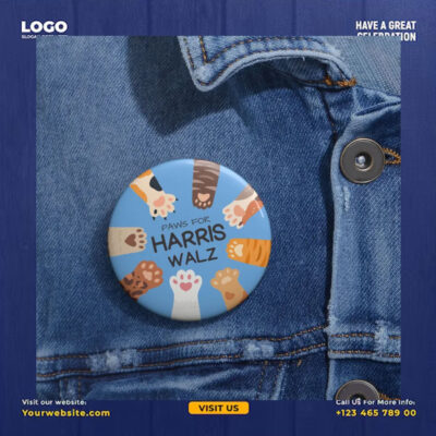 Paws For Harris Walz Button