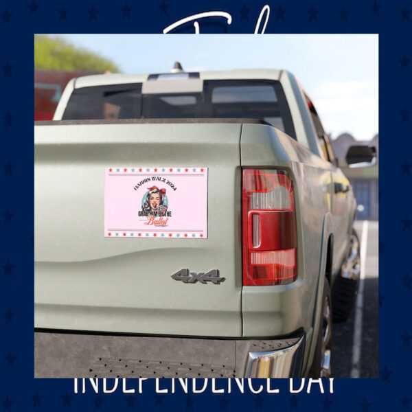 Pink Grab Him By The Ballot Harris Walz 2024 Car Magnet