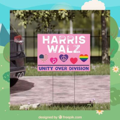Pink Harris Walz Unity Over Division Yard Signs