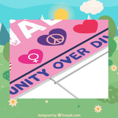 Pink Harris Walz Unity Over Division Yard Signs