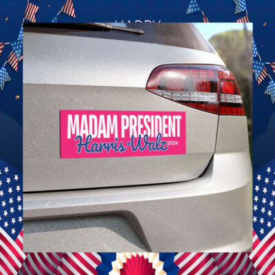 Pink Madam President Harris Walz 2024 Car Magnet
