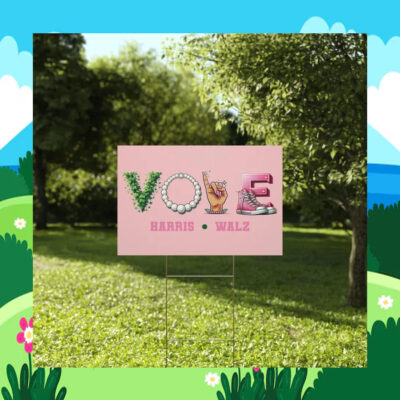 Pink Vote Harris Walz Yard Sign