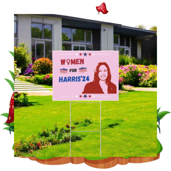 Pink Women For Harris 24 Yard Sign