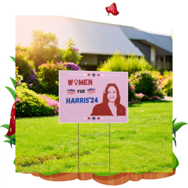 Pink Women For Harris 24 Yard Sign