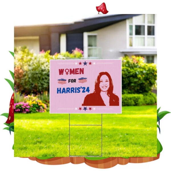 Pink Women For Harris 24 Yard Sign