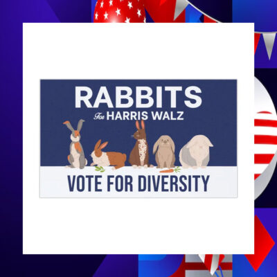Rabbits For Harris Walz 24 Vote For Diversity Car Magnets