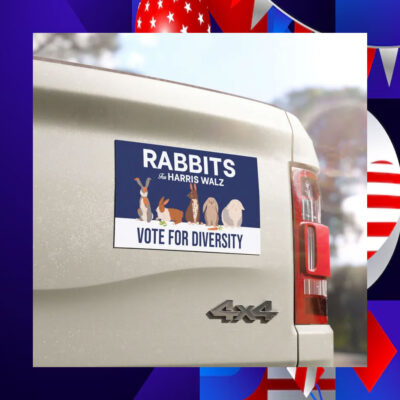 Rabbits For Harris Walz 24 Vote For Diversity Car Magnets