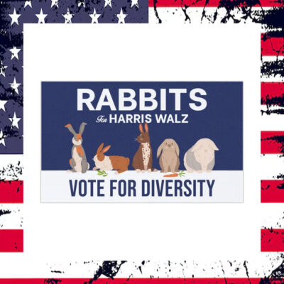 Rabbits For Harris Walz Vote For Diversity 2024 Car Magnets