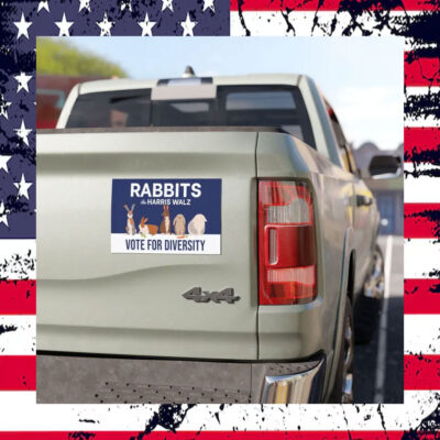 Rabbits For Harris Walz Vote For Diversity 2024 Car Magnets