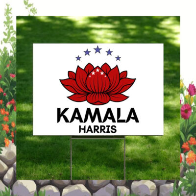 Red Lotus For Kamala Harris Yard Signs