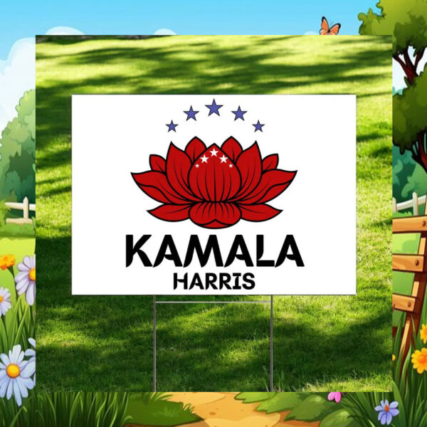 Red Lotus Kamala Harris Yard Sign