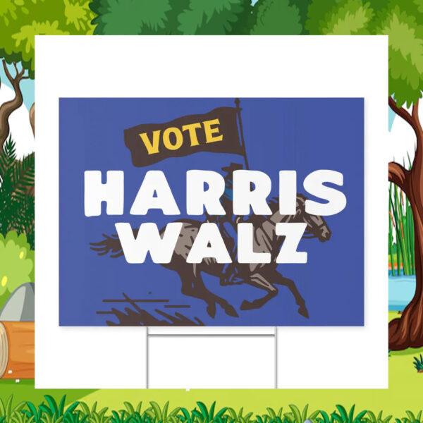 Retro Cowboy Vote Harris Walz 2024 Yard Sign