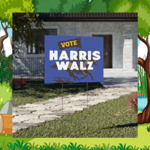 Retro Cowboy Vote Harris Walz 2024 Yard Sign