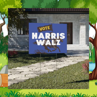 Retro Cowboy Vote Harris Walz 2024 Yard Sign