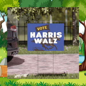 Retro Cowboy Vote Harris Walz 2024 Yard Sign