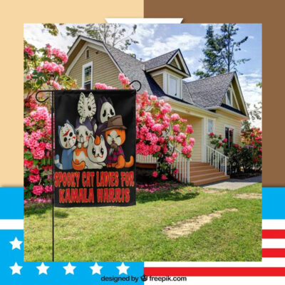 Spooky Cat Ladies For Kamala Harris Flag