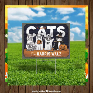 Spooky Cats For Harris Walz Halloween Yard Sign