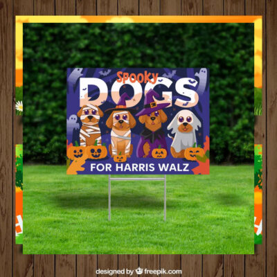 Spooky Dogs For Harris Walz Halloween Yard Sign