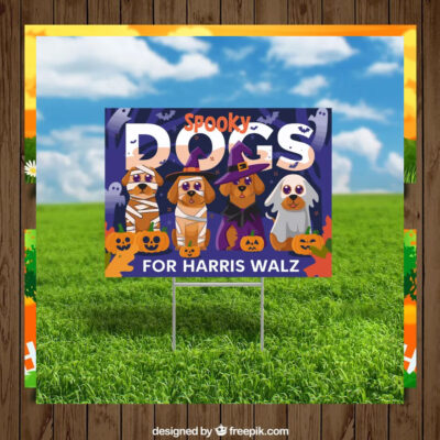 Spooky Dogs For Harris Walz Halloween Yard Sign
