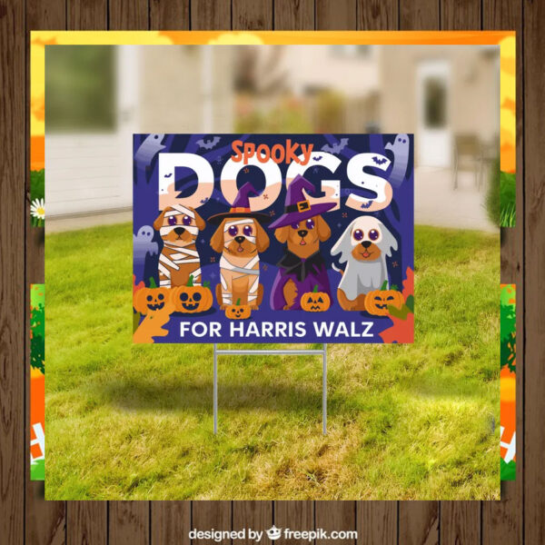 Spooky Dogs For Harris Walz Halloween Yard Sign