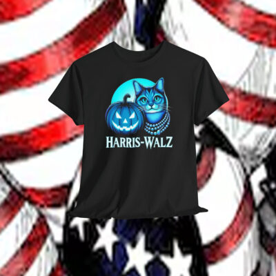 Spooky Halloween Pumpkin And Cat Harris Walz Shirt