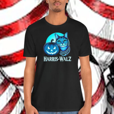 Spooky Halloween Pumpkin And Cat Harris Walz Shirt