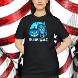 Spooky Halloween Pumpkin And Cat Harris Walz Shirt