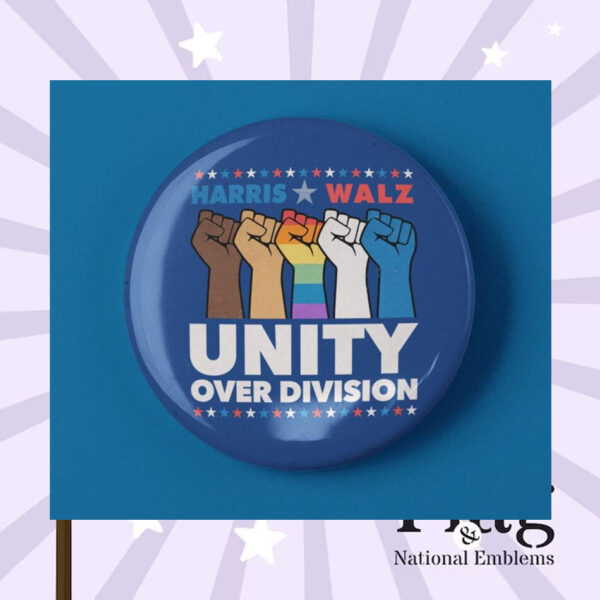 Unity Over Division Harris Walz 2024 Pin Button