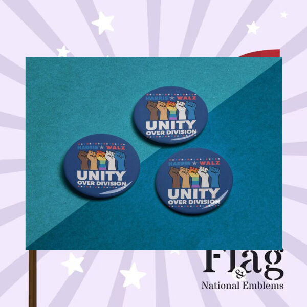 Unity Over Division Harris Walz 2024 Pin Button