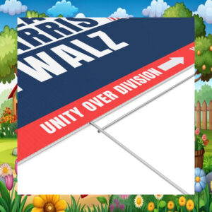 Unity Over Division Vote Kamala Harris Tim Walz Plastic Yard Sign