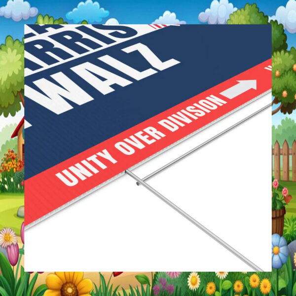 Unity Over Division Vote Kamala Harris Tim Walz Plastic Yard Sign