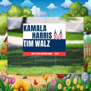 Unity Over Division Vote Kamala Harris Tim Walz Plastic Yard Sign