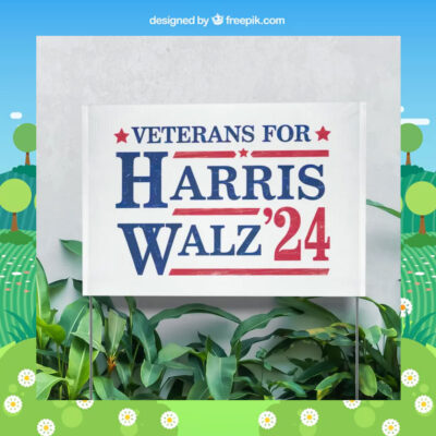 Veterans For Harris Walz 24 Plastic Yard Sign