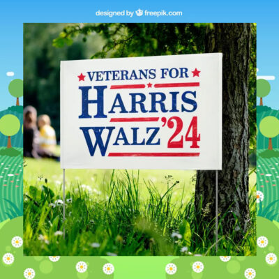 Veterans For Harris Walz 24 Plastic Yard Sign