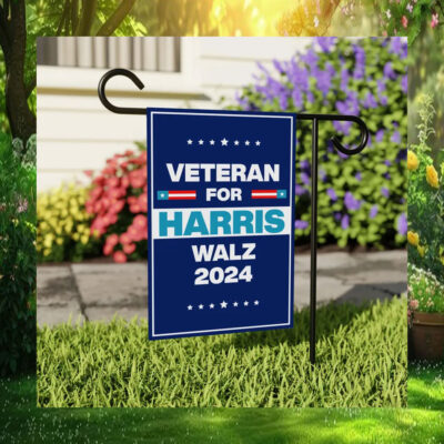 Veterans For Harris Walz Garden Flag