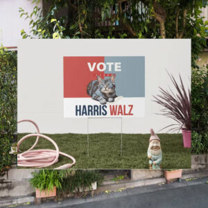 Vote Childless Cat Harris Walz Political Yard Sign
