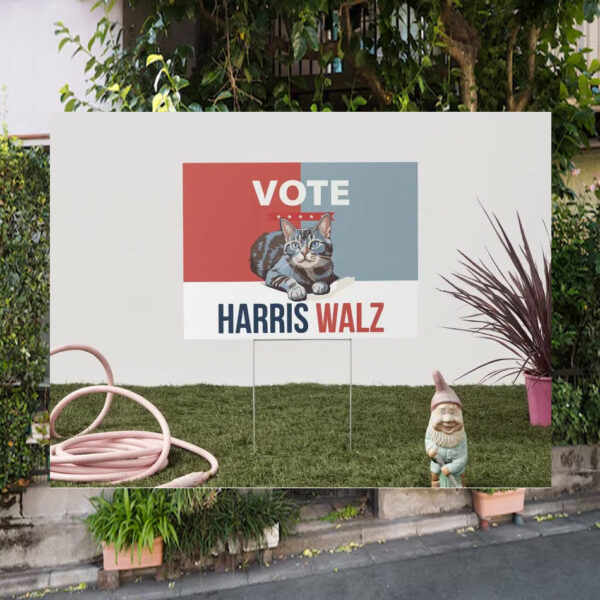 Vote Childless Cat Harris Walz Political Yard Sign