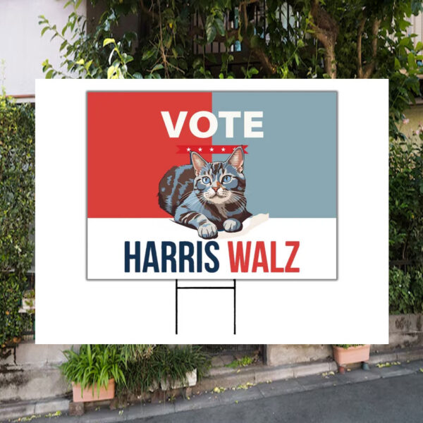 Vote Childless Cat Harris Walz Political Yard Sign