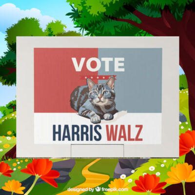 Vote Childless Cat Harris Walz Yard Sign