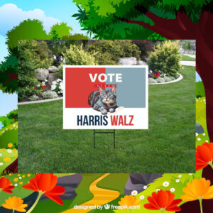 Vote Childless Cat Harris Walz Yard Sign
