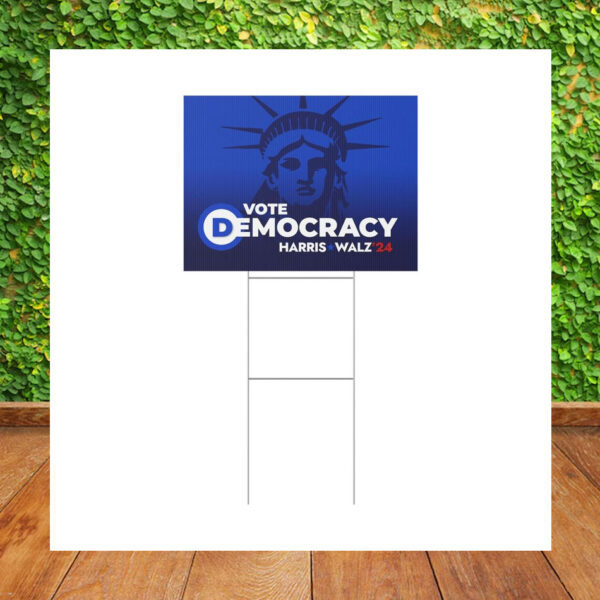 Vote Democracy Harris Walz 24 Plastic Yard Signs