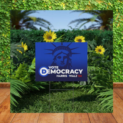Vote Democracy Harris Walz 24 Plastic Yard Signs