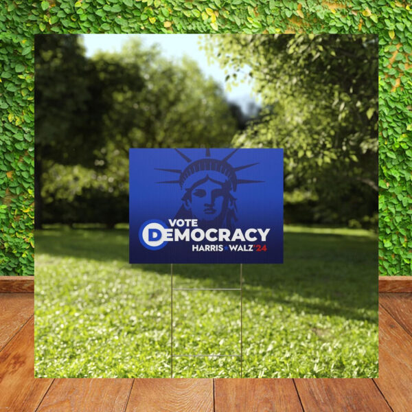 Vote Democracy Harris Walz 24 Plastic Yard Signs