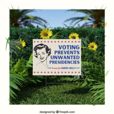 Vote For Harris Walz Voting Prevents Unwanted Presidencies 2024 Yard Sign